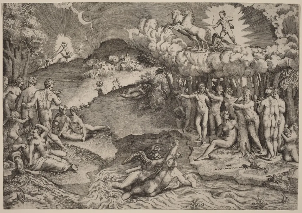 The Triumph of Love, by Giulio Bonasone, ink, 1545