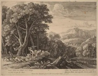 Venus Lamenting over Adonis' Death, by Herman van Swanevelt, ink, 1628