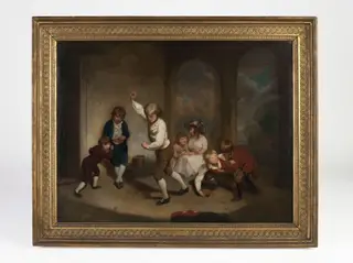 Boys Playing at Peg-top, by Richard Morton Paye, paint, 1800
