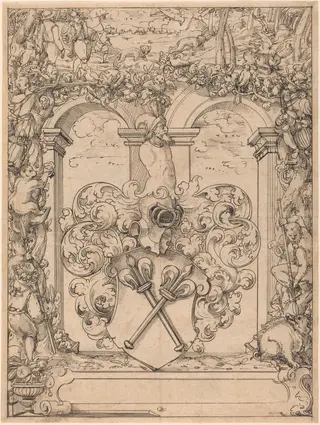 Design for a Window (Hunting Scene), by Christoph Murer, ink, 1579
