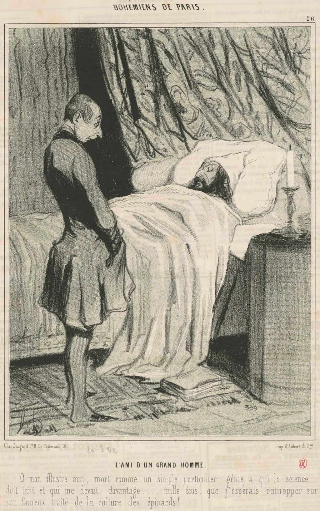 L'ami d'un grand homme, by Honoré Daumier, ink, 1842