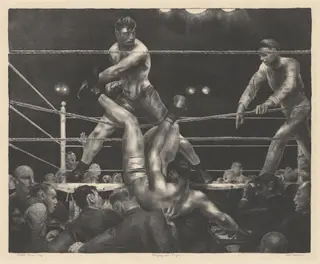 Dempsey and Firpo, by George Bellows, ink, 1924