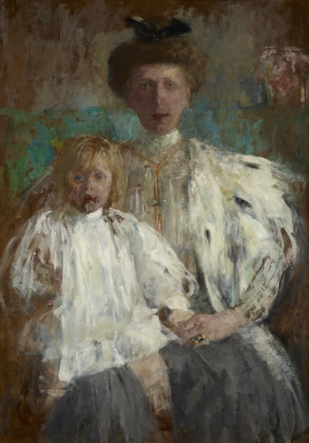 Portrait of Julia Puget née Kwilecka with Her Son Jacek, by Olga Boznańska, oil, 1907