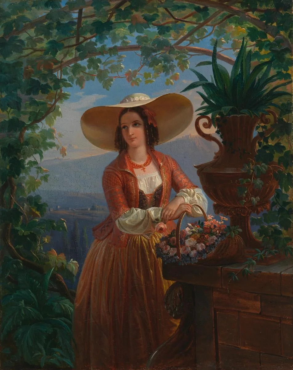 Italialainen kukkaistyttö, detail