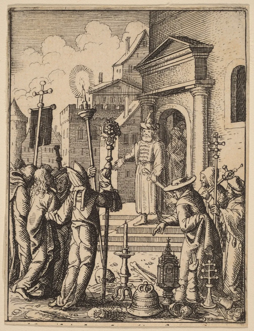 Jesus before Pilate, by Wenceslaus Hollar, ink, 1642