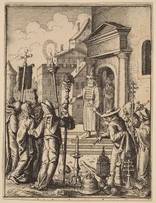 Jesus before Pilate, by Wenceslaus Hollar, ink, 1642