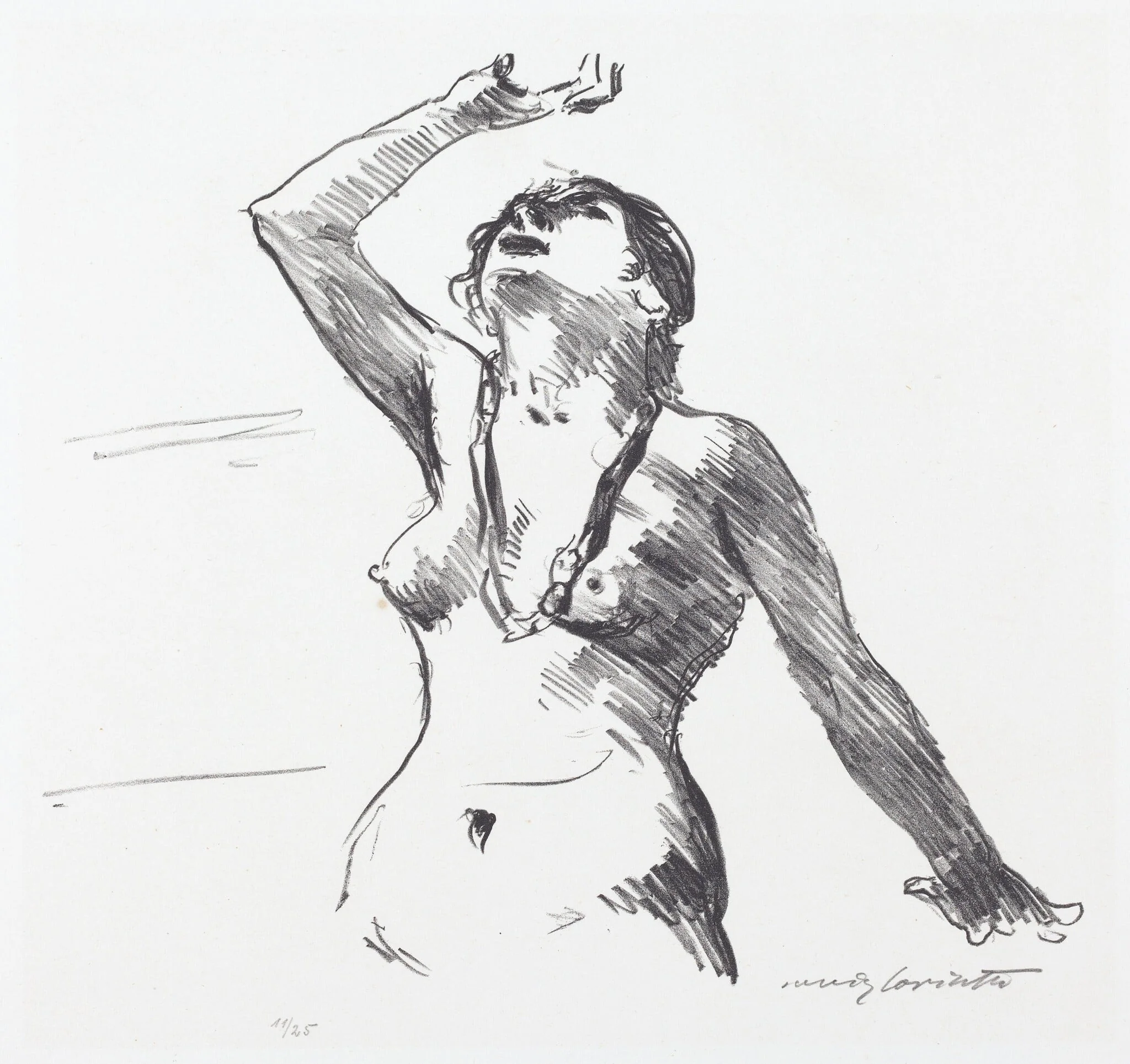 Weiblicher Akt in Abwehr (Female Nude Defending Herself), detail