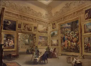 The National Gallery when at Mr J. J. Angerstein's House, Pall Mall, by Frederick Mackenzie, watercolor, 1824