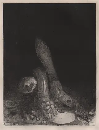 Flowers Fall and the Head of a Python Appears, by Odilon Redon, 1896