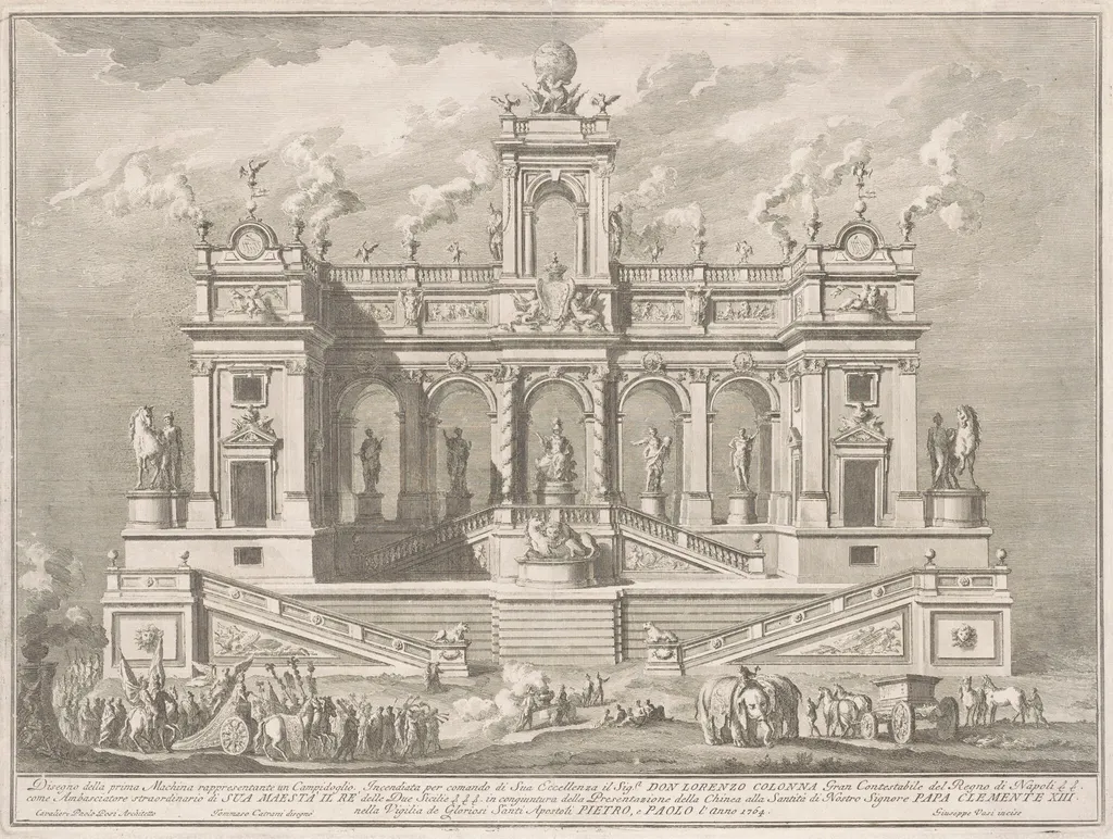 The Prima Macchina for the Chinea of 1764: A Capitol Building, by Giuseppe Vasi, ink, 1764