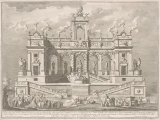 The Prima Macchina for the Chinea of 1764: A Capitol Building, by Giuseppe Vasi, ink, 1764