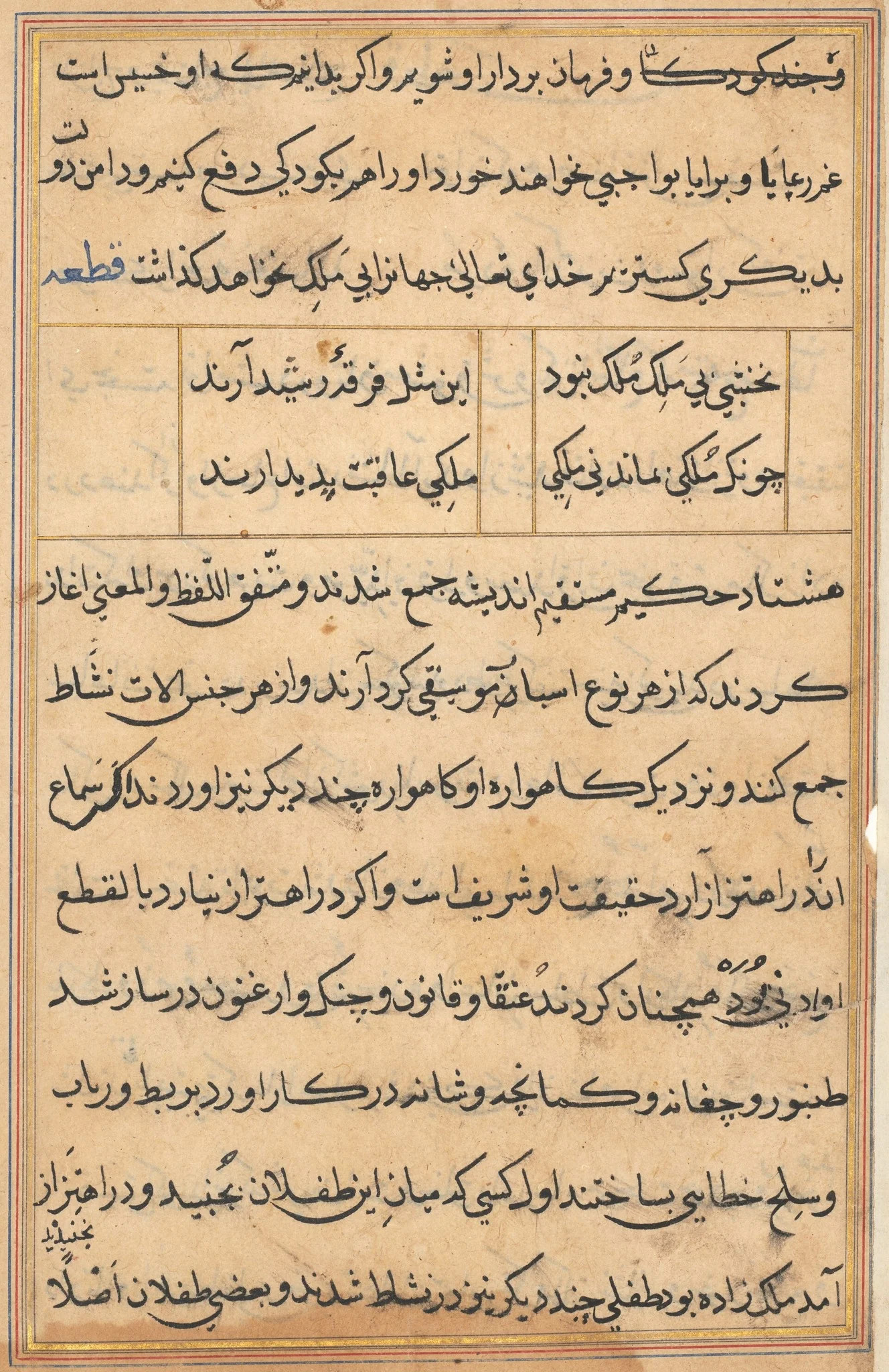 Page from Tales of a Parrot (Tuti-nama): text page, detail