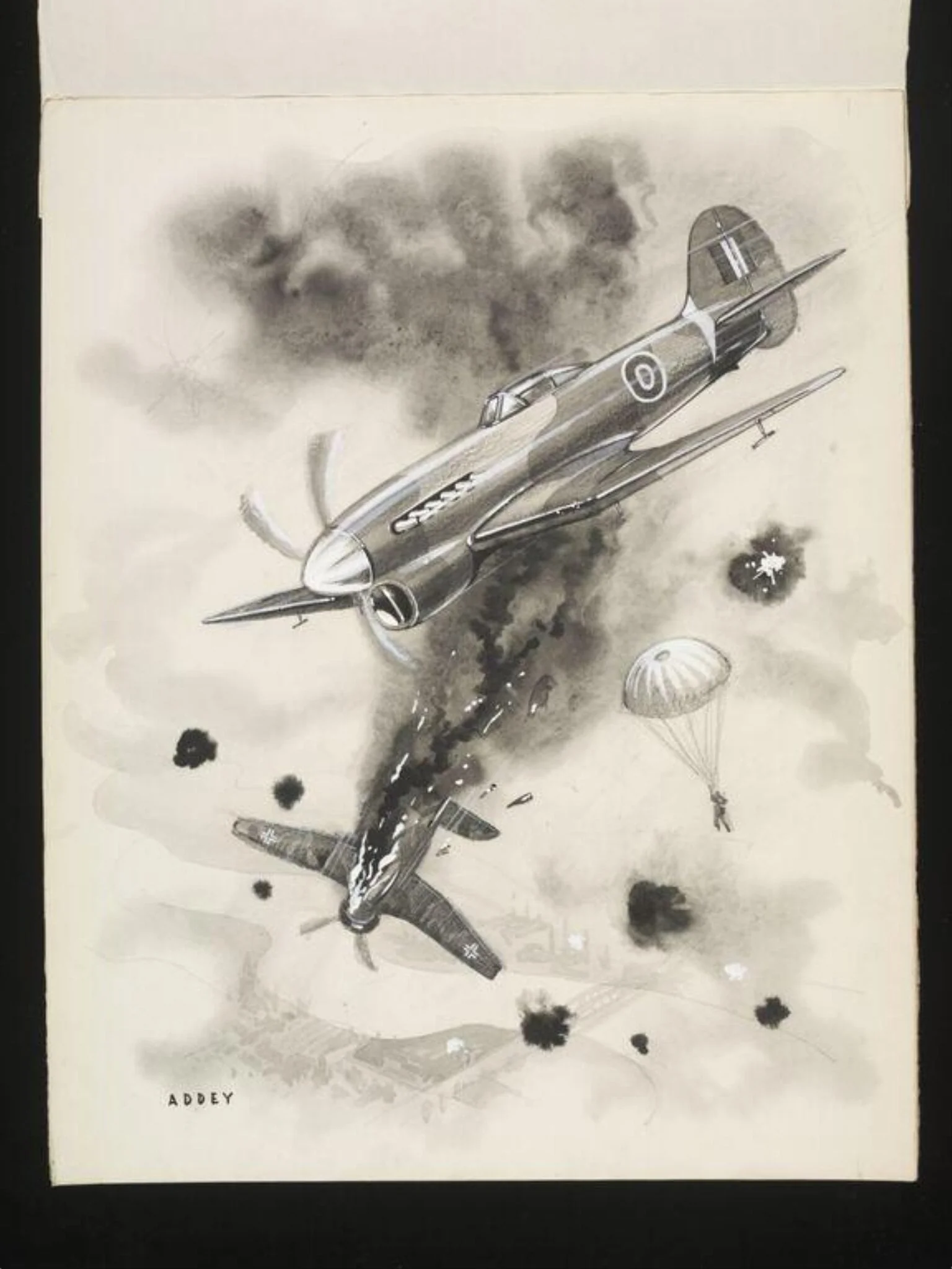 Hawker Tempest and parachute, detail