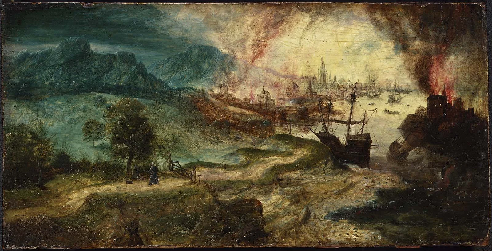 Landscape with Burning City, detail