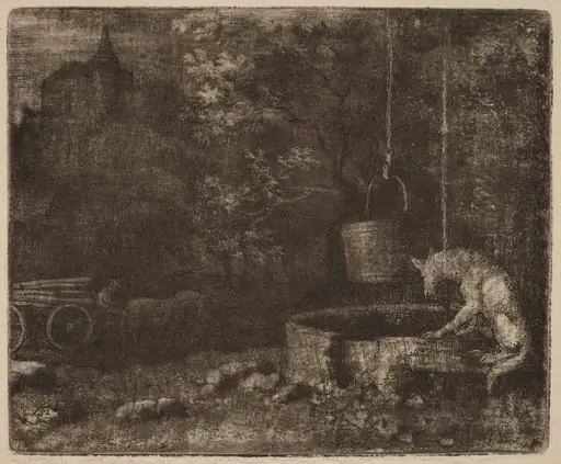 The Wolf and the Well, by Allart van Everdingen, ink, 1650