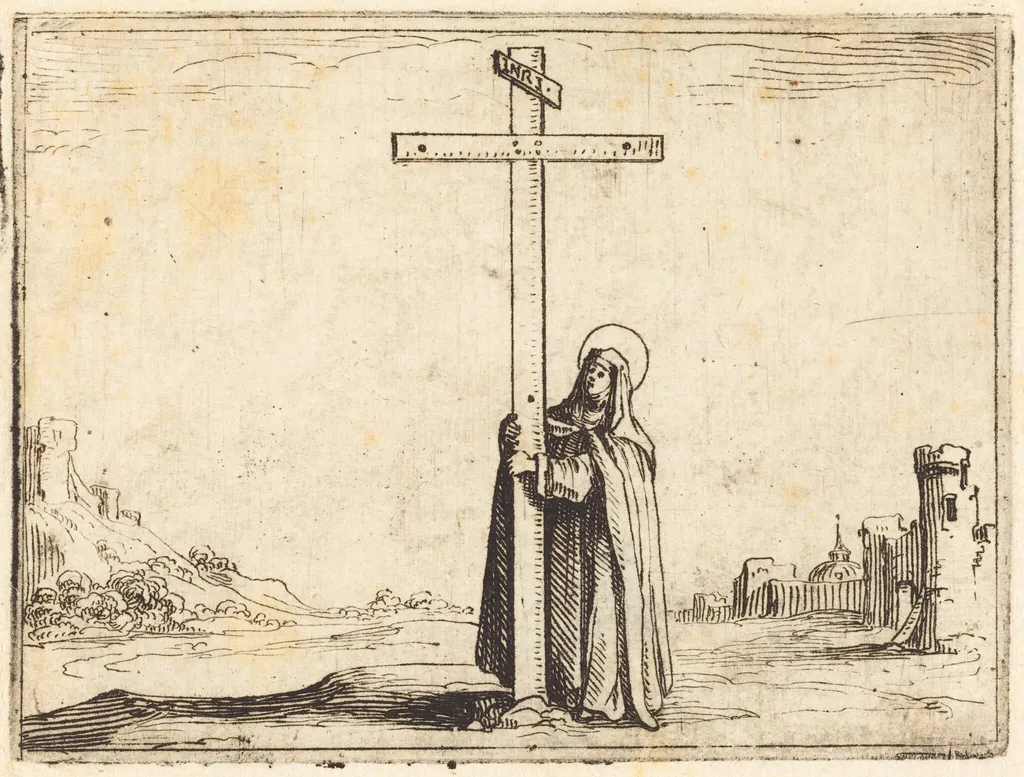Nun Embracing the Holy Cross, by Jacques Callot, ink, 1628