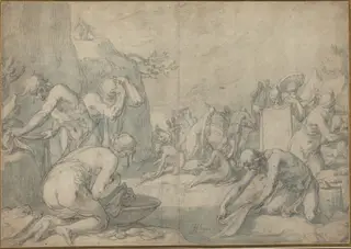 Ritual Washing of the Israelites, by Abraham Bloemaert, chalk, 1606