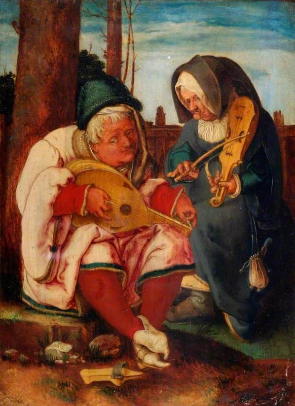 Musicians: An Old Man and an Old Woman, detail