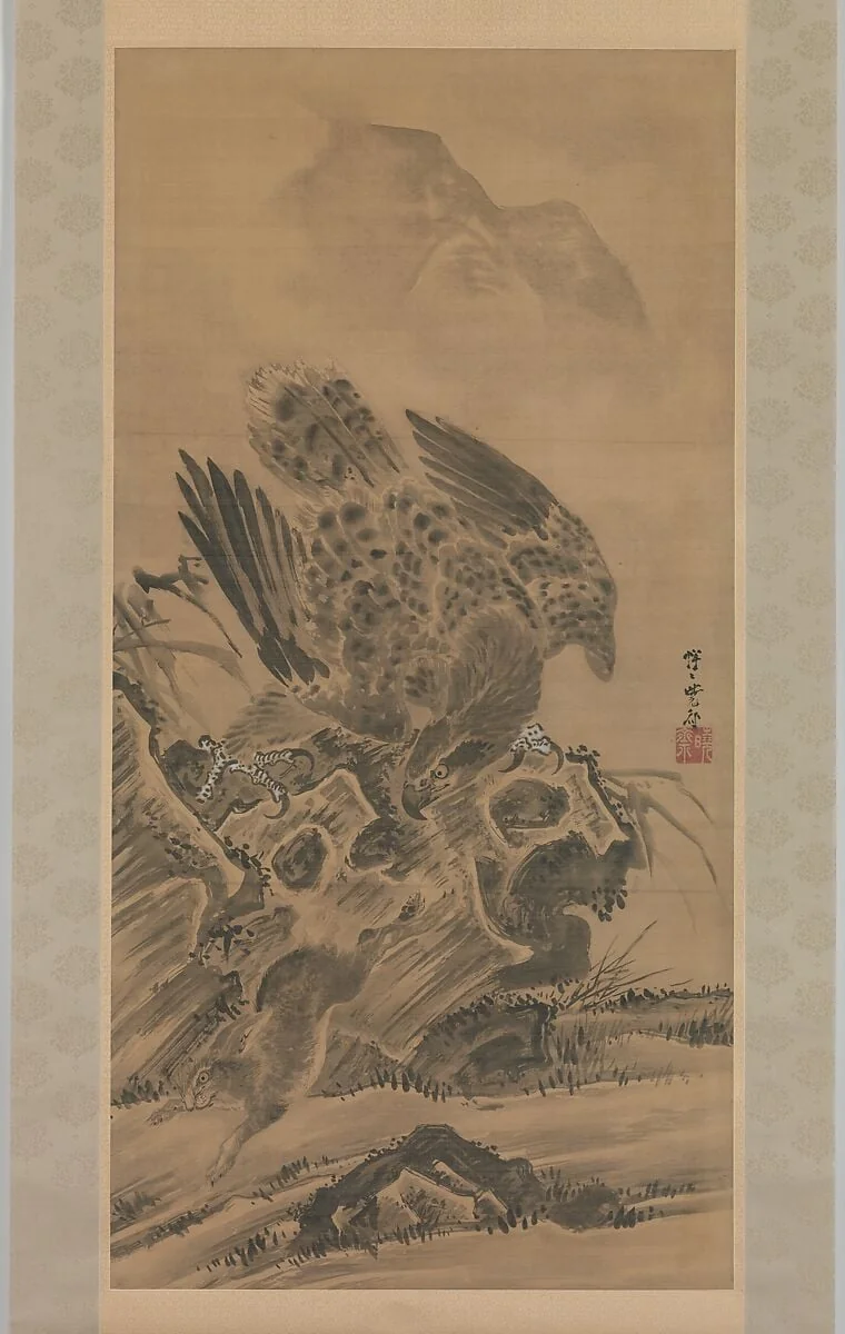 兎を追う鷲図|Eagle Pursuing Rabbit, detail