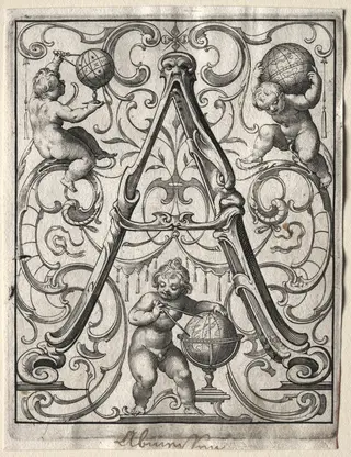 New ABC Booklet:  A, by Lucas Kilian, 1627