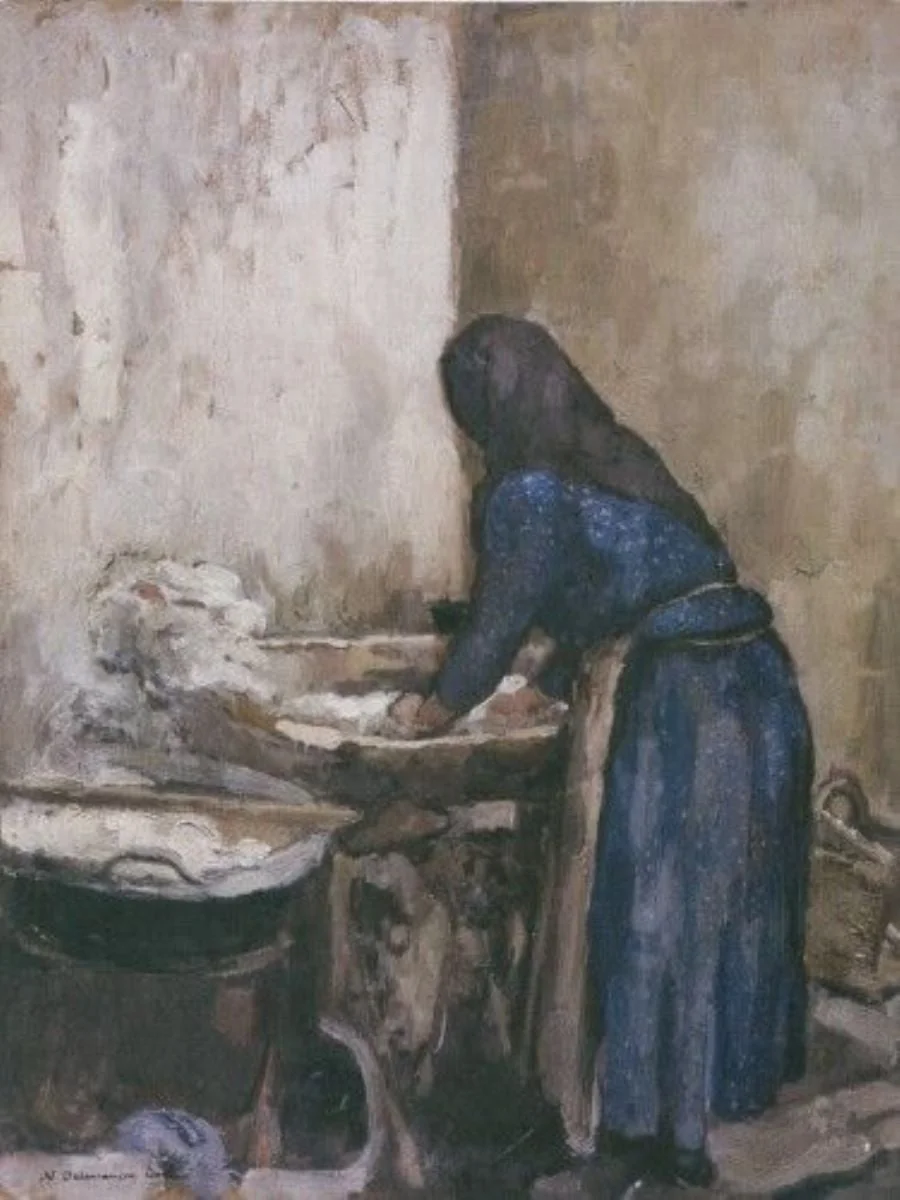 Femeie spălând rufe, detail