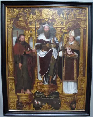 Saints Bavo, James the Great and Willibrord, by Pieter Claeissens the Elder, oil, 1574