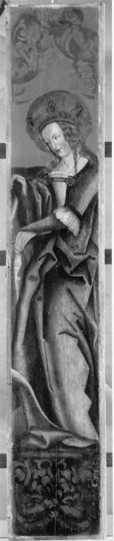 Hl. Katharina (Rückseite: Rest eines Strahlenkranzes), detail