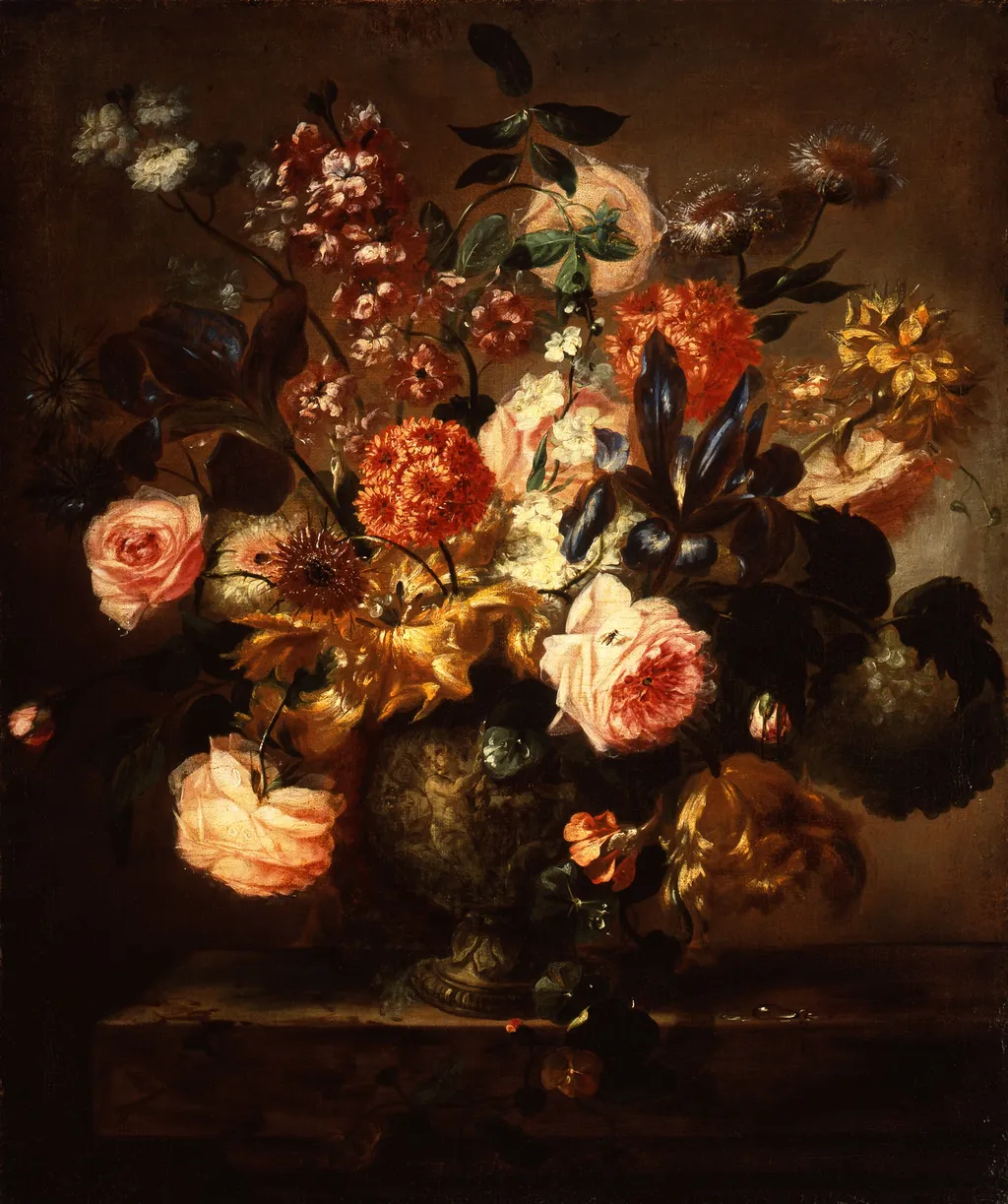 Vase with Flowers, by Franz Werner Tamm, oil, 1699