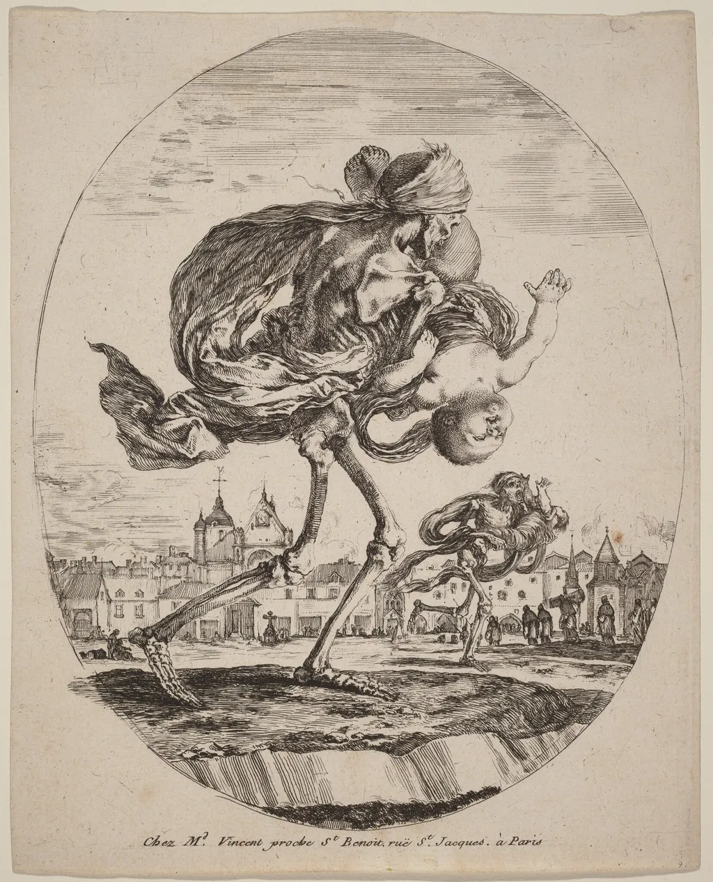 Death Carrying a Child to the Right, by Stefano Della Bella, ink, 1648