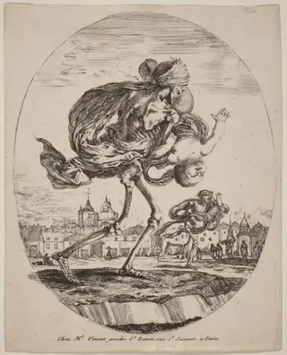 Death Carrying a Child to the Right, by Stefano Della Bella, ink, 1648