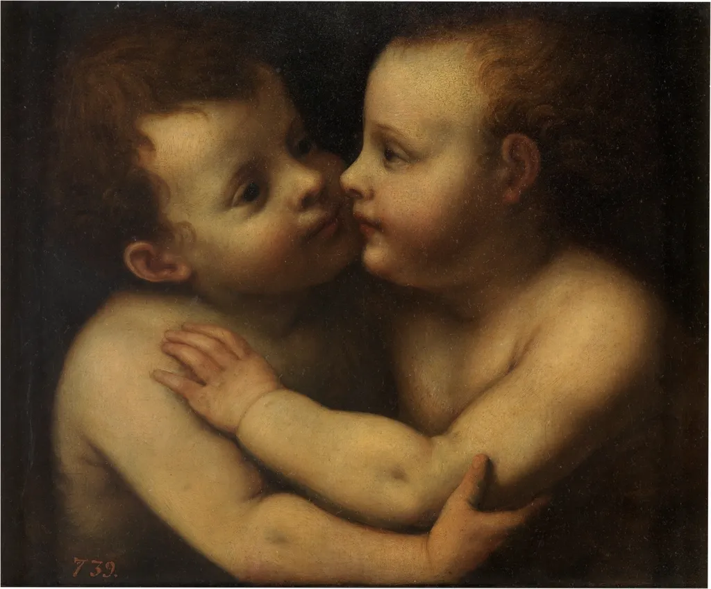 The Infant Christ and St John the Baptist, by Luini Bernardino, oil, 1501