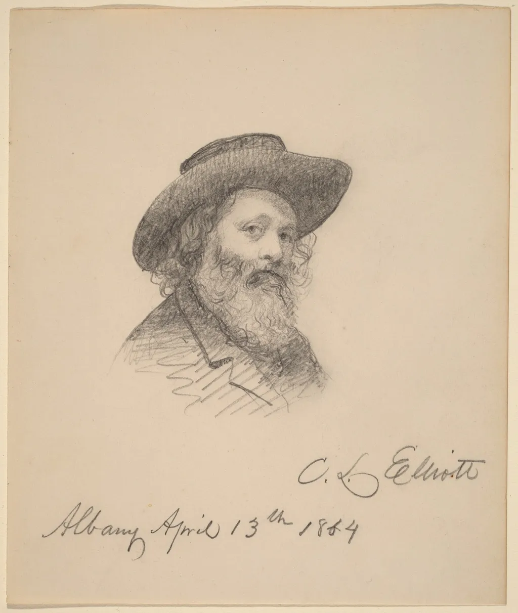 Portrait of the Artist Asa W. Twitchell, by Charles Loring Elliott, graphite, 1864