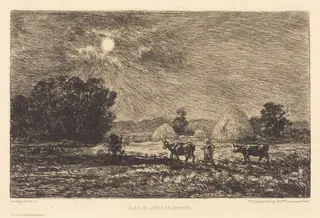 Moonlight at Valmondois (Clair de lune a Valmondois), by Charles François Daubigny, ink, 1877