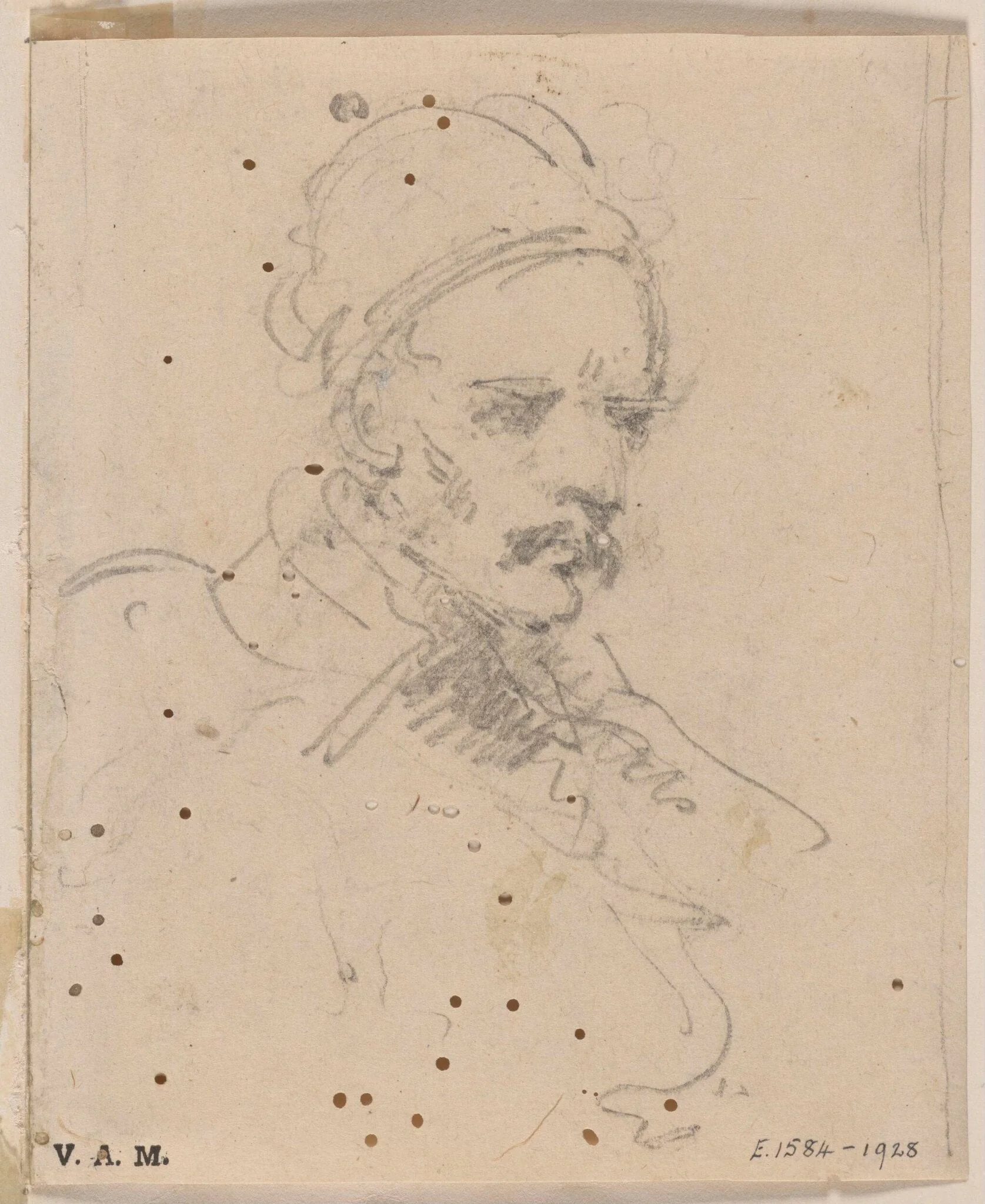 A moustachio'd man, detail