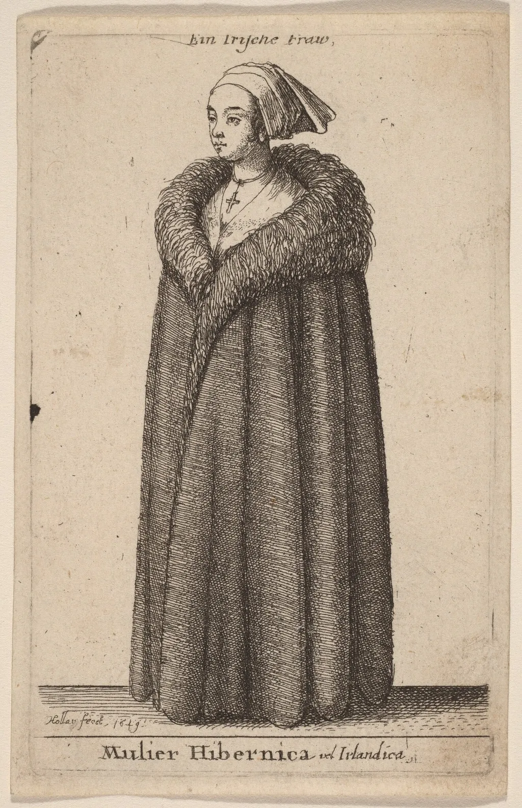 Mulier Hibernica vel Irlandica, by Wenceslaus Hollar, ink, 1649