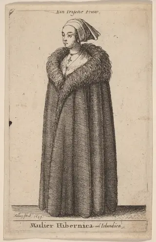Mulier Hibernica vel Irlandica, by Wenceslaus Hollar, ink, 1649