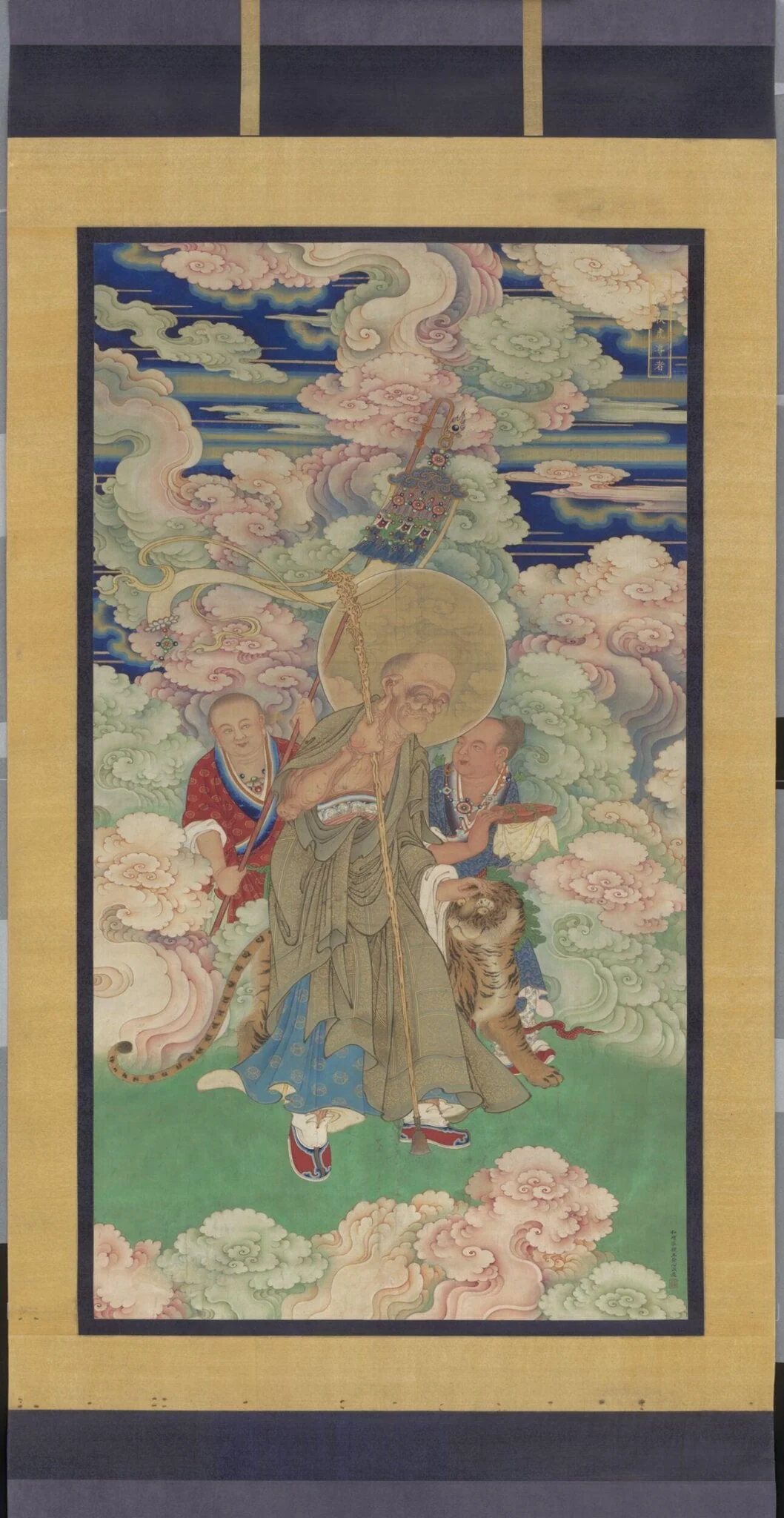 Tiger-taming arhat, detail