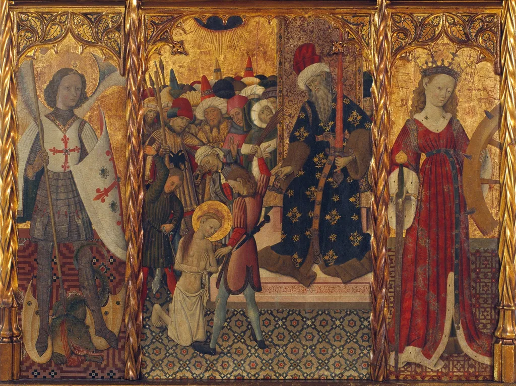 Saint Michael, Martyrdom of Saint Eulalia and Saint Catherine, by Bernat Martorell, unspecified, 1442