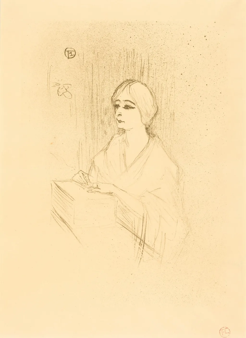 Yahne in His Box (Yahne dans sa loge), by Henri de Toulouse-Lautrec, ink, 1895