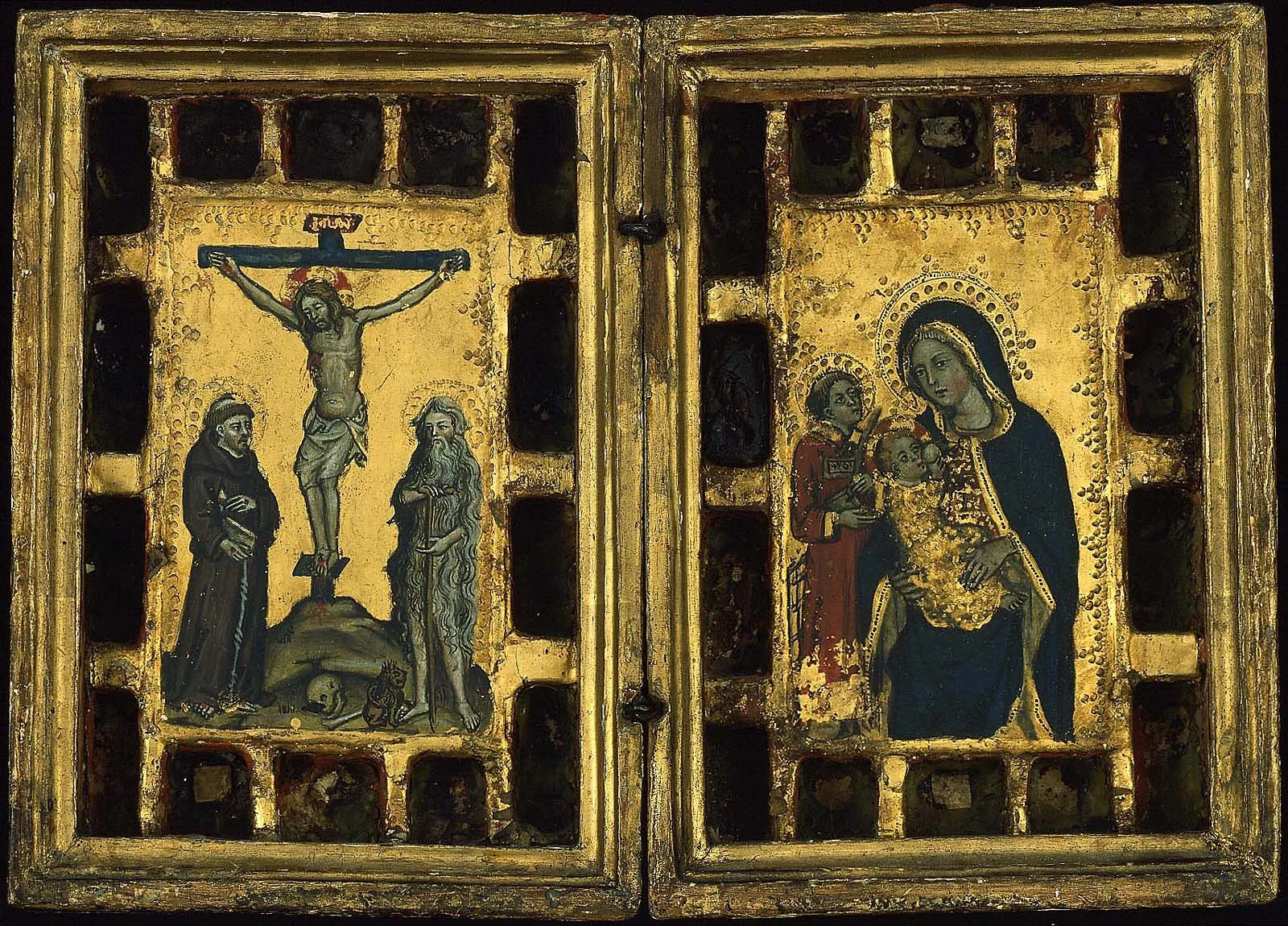 Christ on the Cross with Saints Francis and Onophrius; The Virgin and Child with Saint Lawrence, detail