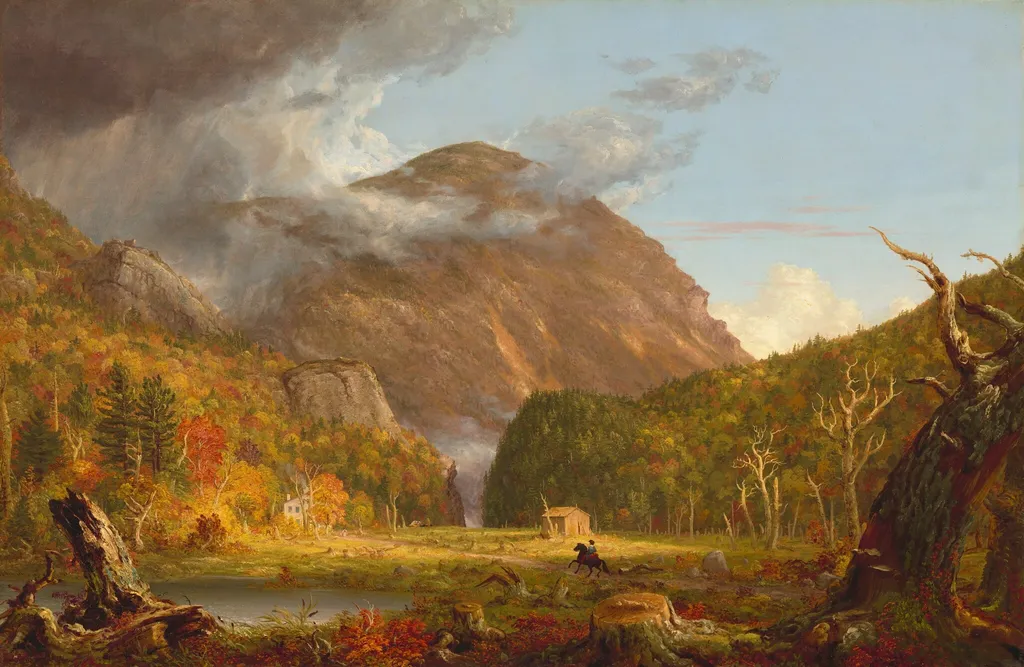 A View of the Mountain Pass Called the Notch of the White Mountains (Crawford Notch), by Thomas Cole, oil, 1839