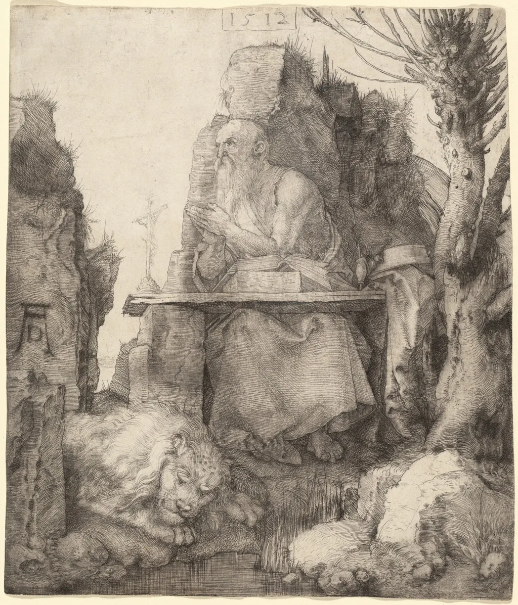Saint Jerome by the Pollard Willow, by Albrecht Dürer, ink, 1512