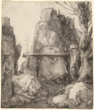 Saint Jerome by the Pollard Willow, by Albrecht Dürer, ink, 1512