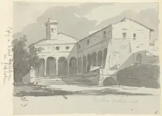 Church of Sant' Onofrio, Rome, by Jacques-Louis David, chalk, 1778