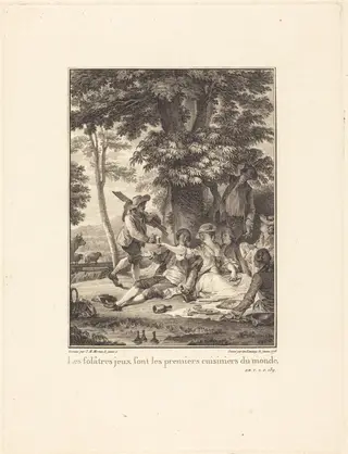 Les folâtres jeux sont les premiers cuisiniers du monde, by Robert Delaunay, ink, 1778
