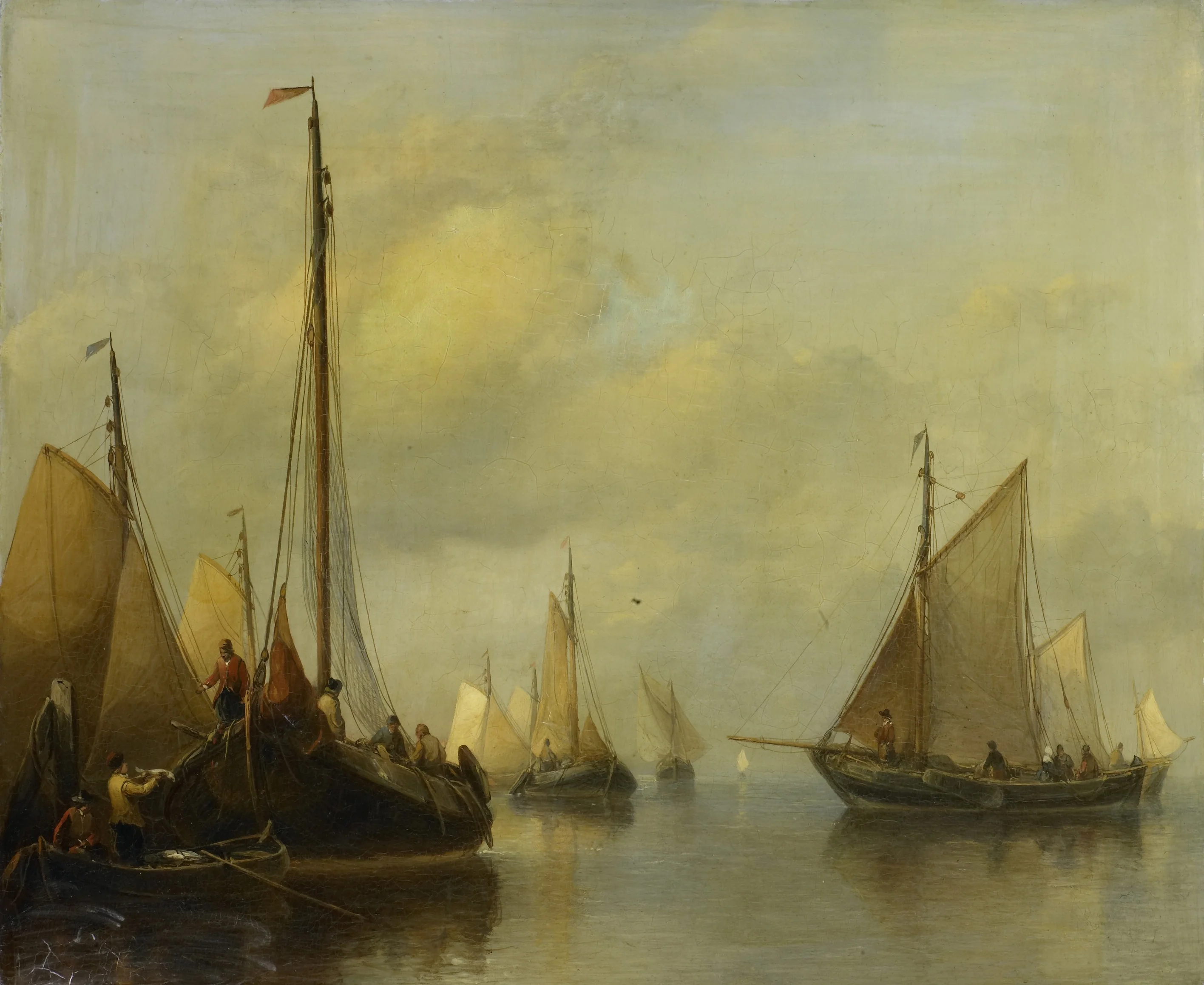 Fishing Boats on calm Water, detail