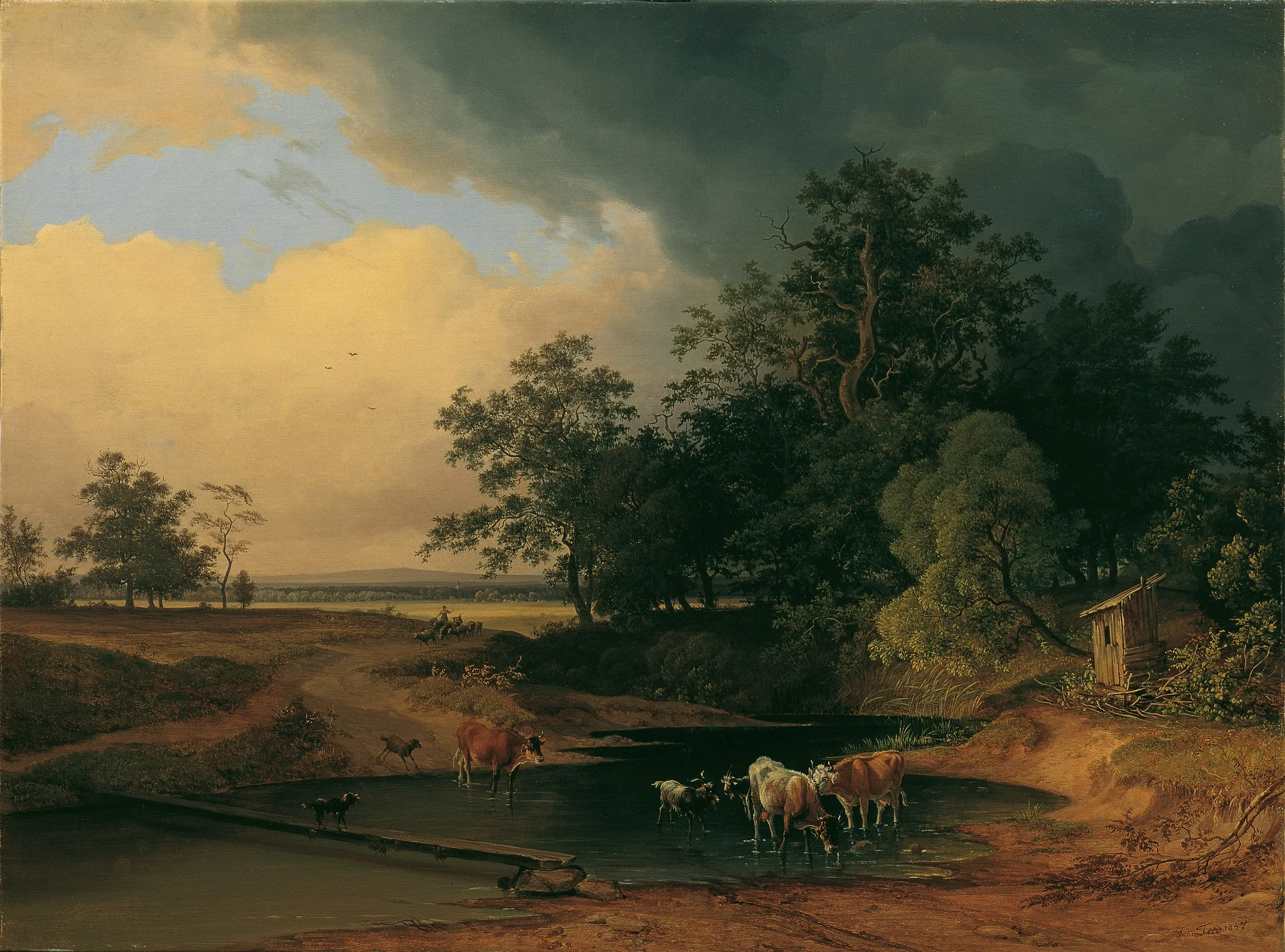 Aulandschaft bei Abendstimmung, detail