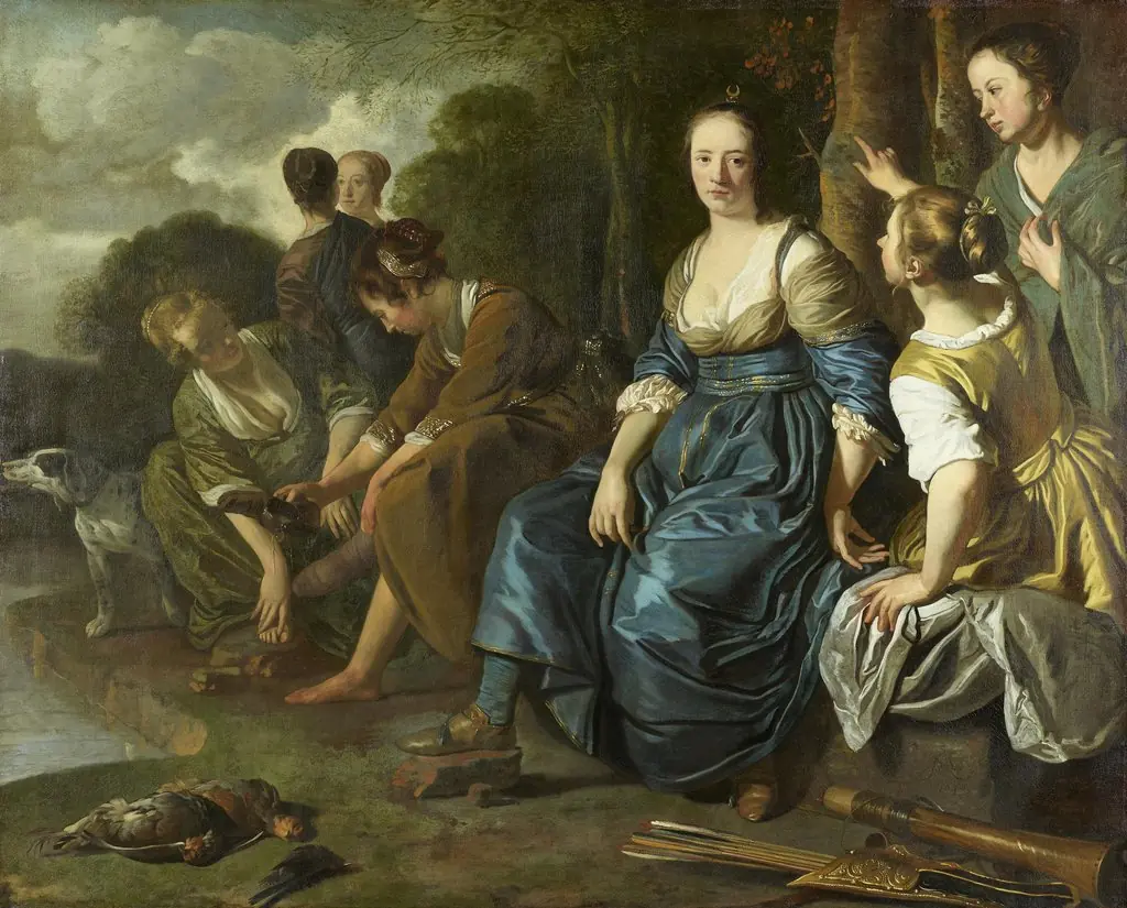 Diana and her nymphs, resting after the hunt, by Jacob van Loo, paint, 1648
