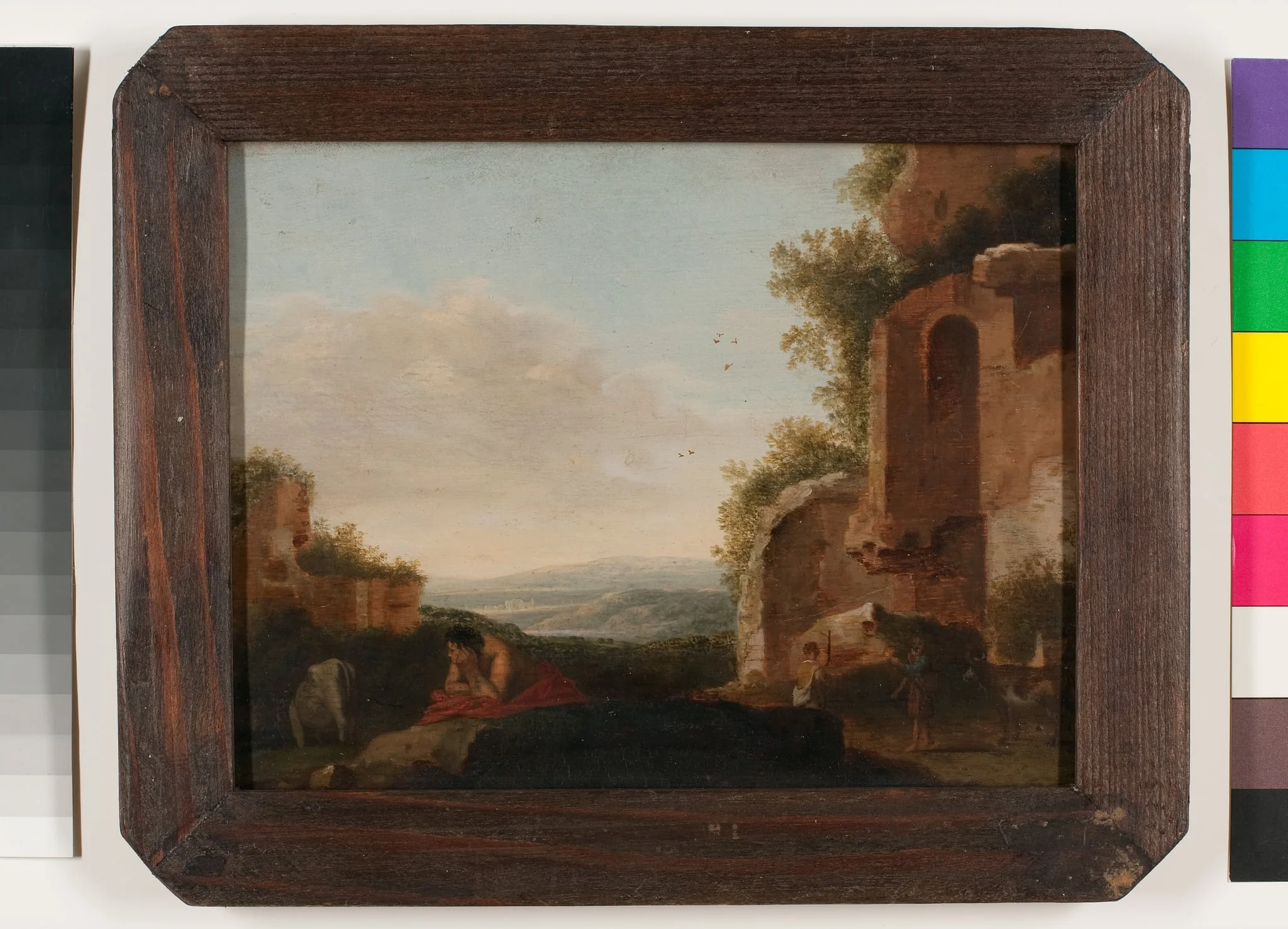 Ruinenlandschaft mit Hirten, detail