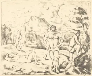The Bathers (Large Plate), by Paul Cézanne, ink, 1896